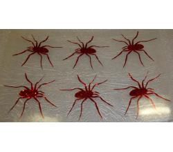 6 Buegelpailletten Spinnen Hologramm rot